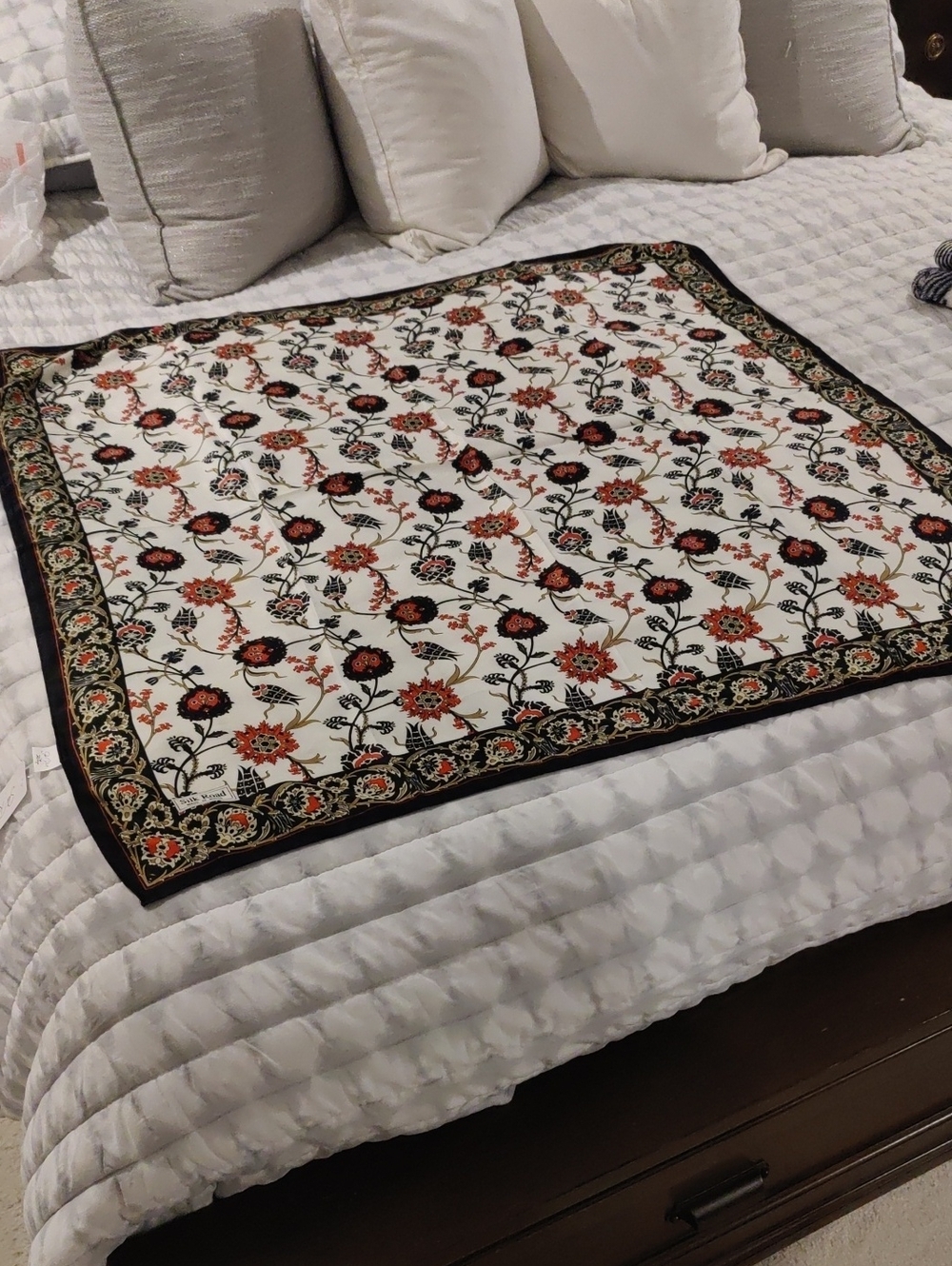 New!Silk Road Floral MotSquare Scarf Made In Bursa Cottagecore Trendy Y2K Retro